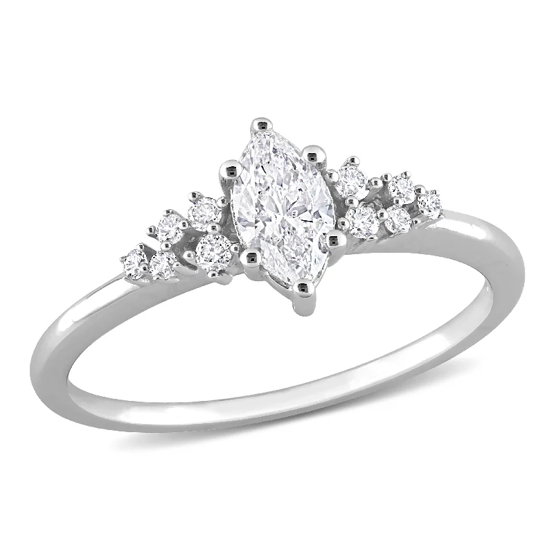 Miadora 14k White Gold 1/2ct TDW Diamond Marquise Engagement Ring