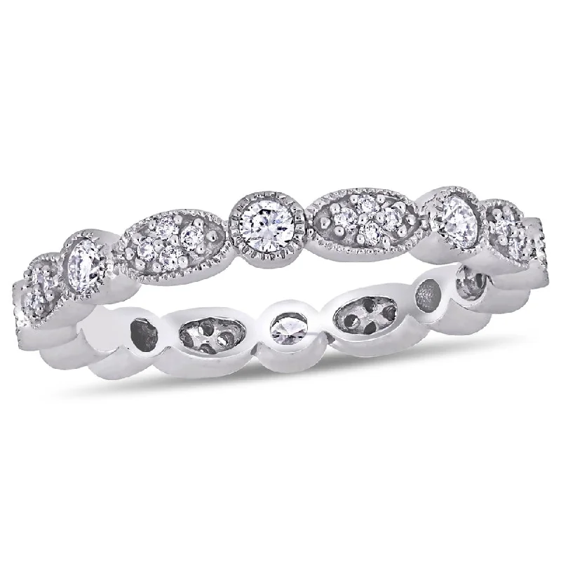 Miadora 14k White Gold 1/2ct TDW Diamond Stackable Infinity Wedding Band Size - 7