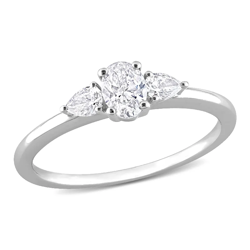 Miadora 14k White Gold 1/2ct TDW Diamond Three-Stone Engagement Ring