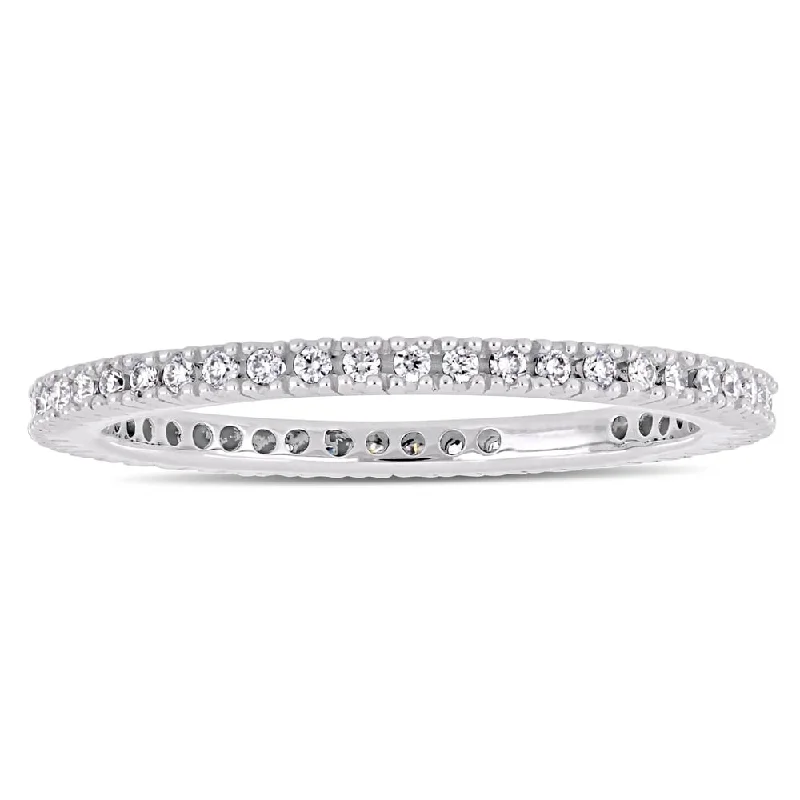 Miadora 14k White Gold 1/3ct TDW Diamond Full-Eternity Band