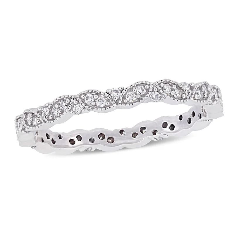 Miadora 14k White Gold 1/4ct TDW Diamond Marquise-Shape Eternity Band