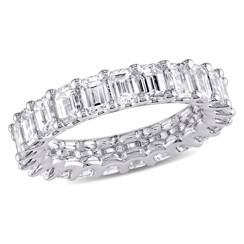 Miadora 18k White Gold 3 3/4ct TDW Emerald-Cut Diamond Eternity Wedding Band Ring