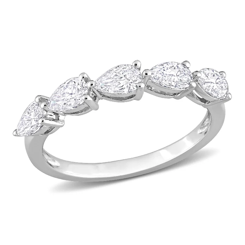 Miadora 1ct TDW Pear Shape Diamond Semi-Eternity Band in 14k White Gold