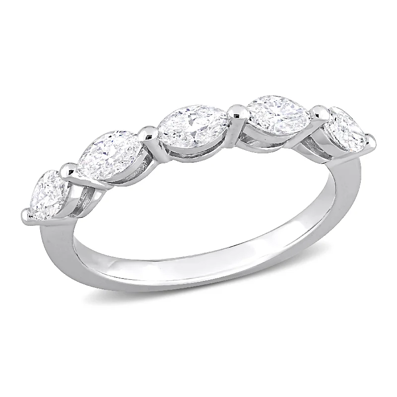 Miadora 3/4ct TDW Marquise-Cut Diamond Anniversary Ring in 14k White Gold