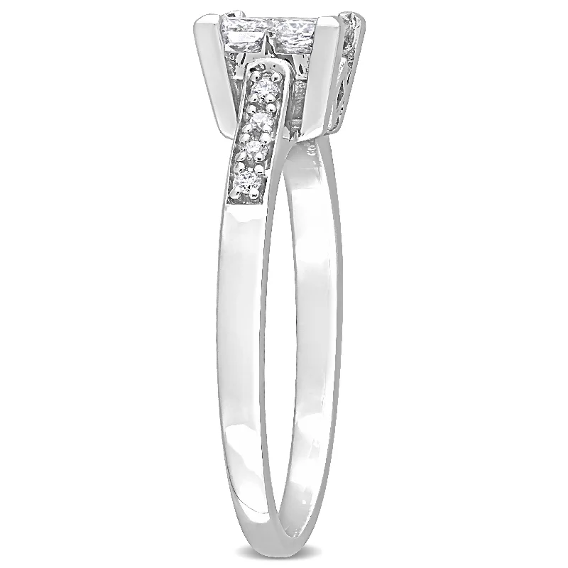 Miadora 5/8ct TDW Diamond Square Ring in 10k White Gold