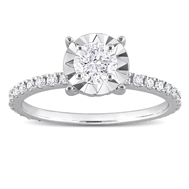 Miadora 7/8ct TDW Diamond Solitaire Engagement Ring in 14k White Gold