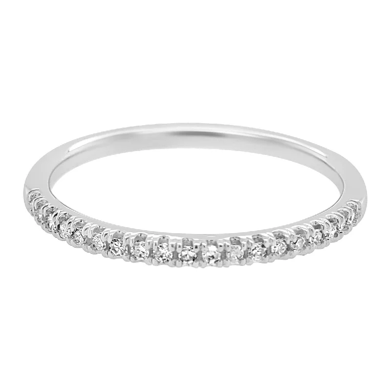 Pave Diamond Stacking Band in White Gold- 0.10 ctw.