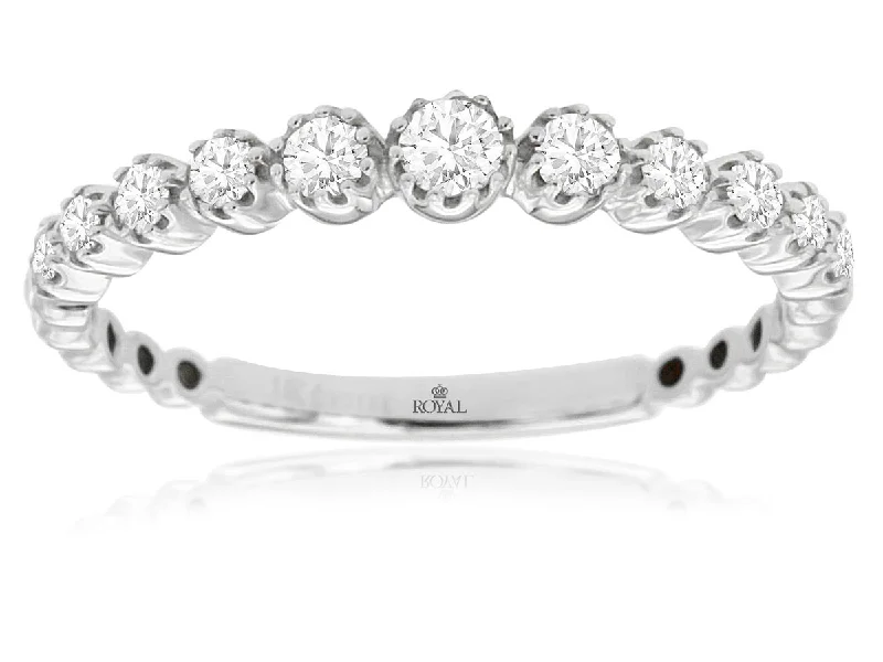 Round Graduating Diamond Bubble Wedding Band in 14k White Gold, 0.33cttw