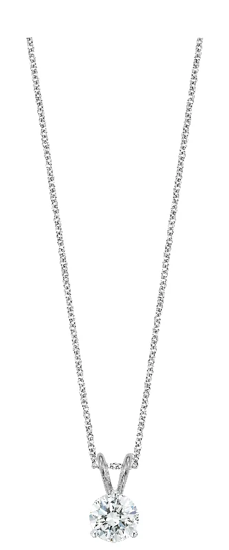 Round Lab-Created Brilliant Cut Diamond Solitaire Pendant Necklace in White Gold, 1.50 cttw