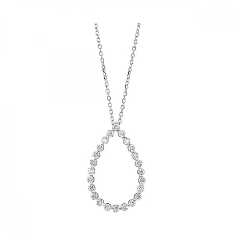 Sculptural Diamond Teardrop Pendant Necklace in White Gold, 0.5 cttw