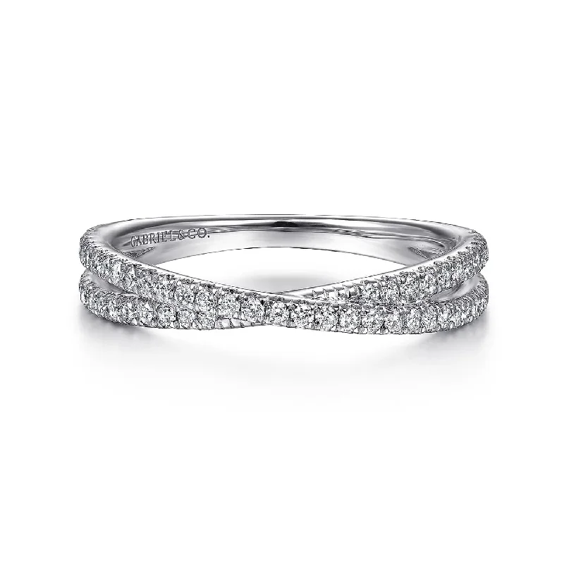 White Gold Diamond Criss Cross Ring, 0.28 cttw