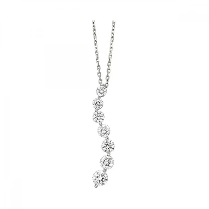 White Gold Diamond Journey Pendant Necklace, 0.50 cttw