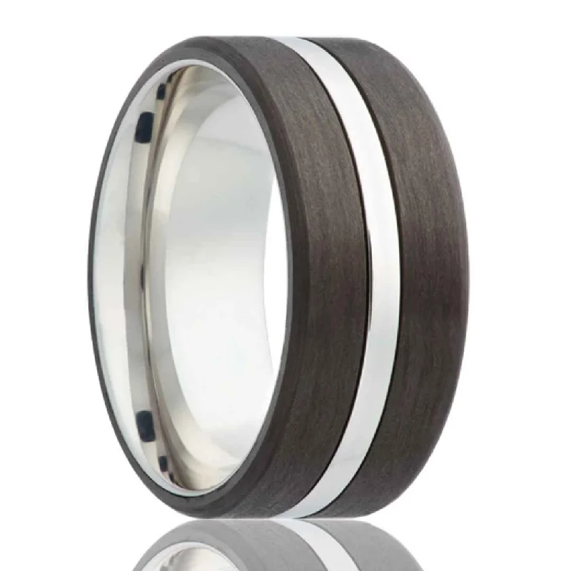 ANDREW | Men's Cobalt Wedding Ring | Carbon Fiber Overlay | 8mm