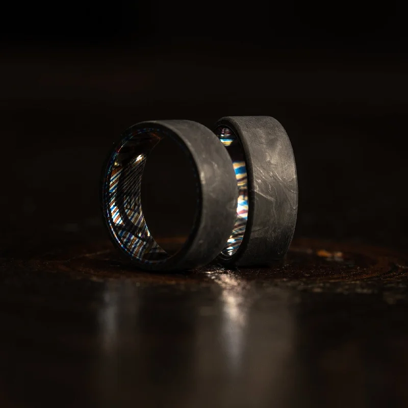 "Athena"  Forged Carbon Fiber/Timascus Titanium Ring