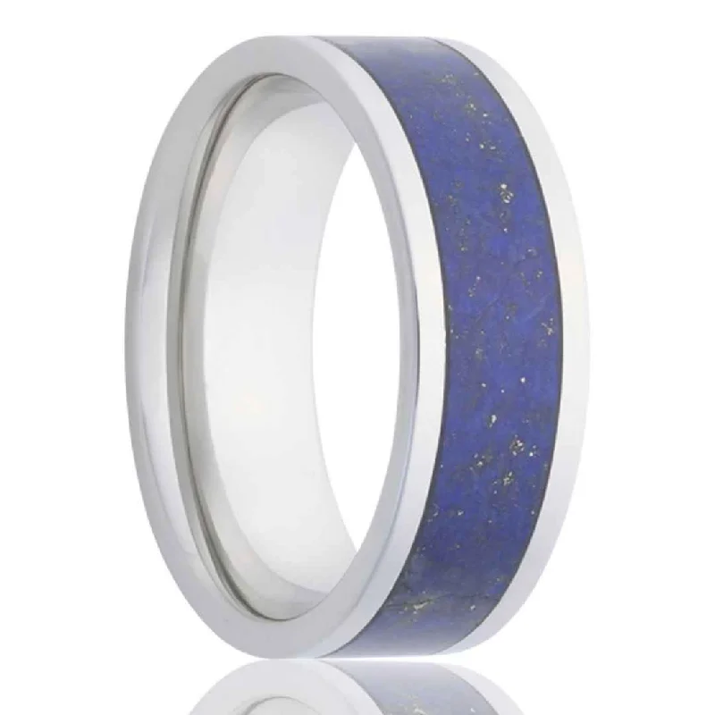 AZURE | Men's Cobalt Wedding Ring | Lapis Inlay | 8mm