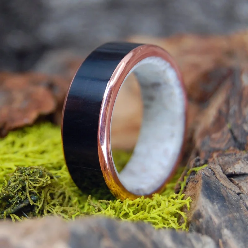 Bison Versus White Tail Deer | Men's Deer Antler, American Bison Horn & Titanium Wedding Ring