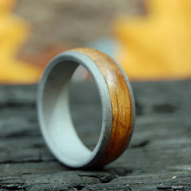 Bully Boy To The Dome | Men's Whiskey Barrel Wood & Titanium Wedding Ring