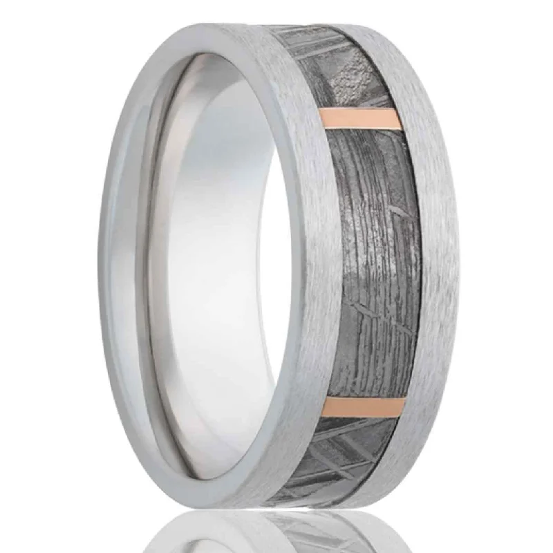 CALEB | Men's Cobalt Wedding Ring | Meteorite Inlay | 8mm