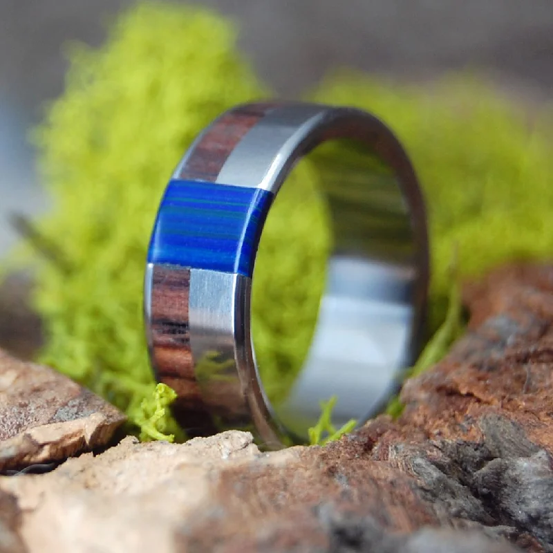 Love Is A Wild Thing | Men's Azurite, Malachite, Cocobolo Wood & Titanium Wedding Ring