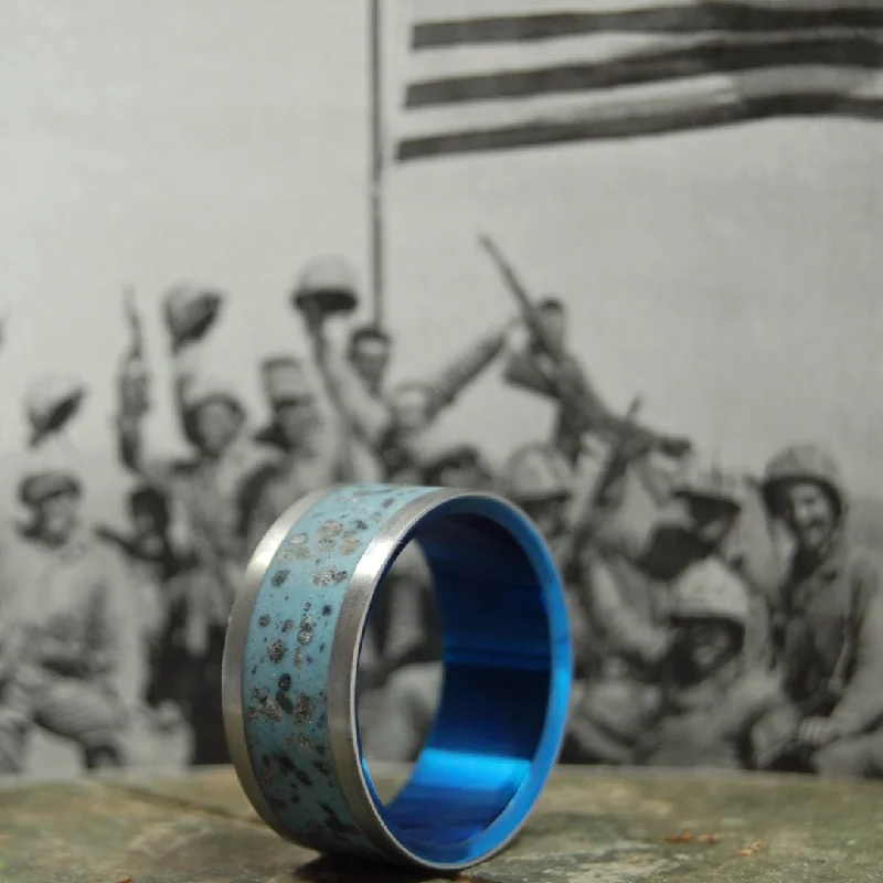 Heroes Of Iwo Jima | Men's Iwo Jima Beach Sand & Titanium Wedding Ring