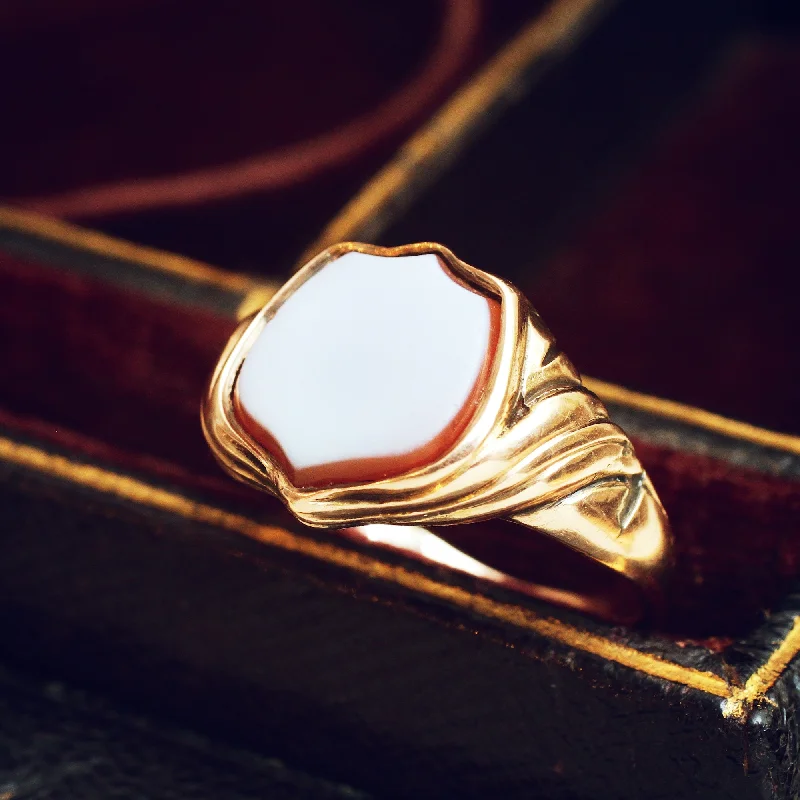 Date 1855 Sardonyx Shield Signet Ring