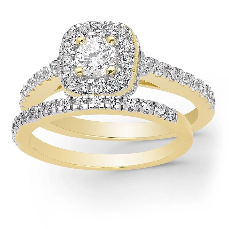 Dolce Giavonna Gold Over Sterling Silver Cubic Zirconia Bridal Ring Set