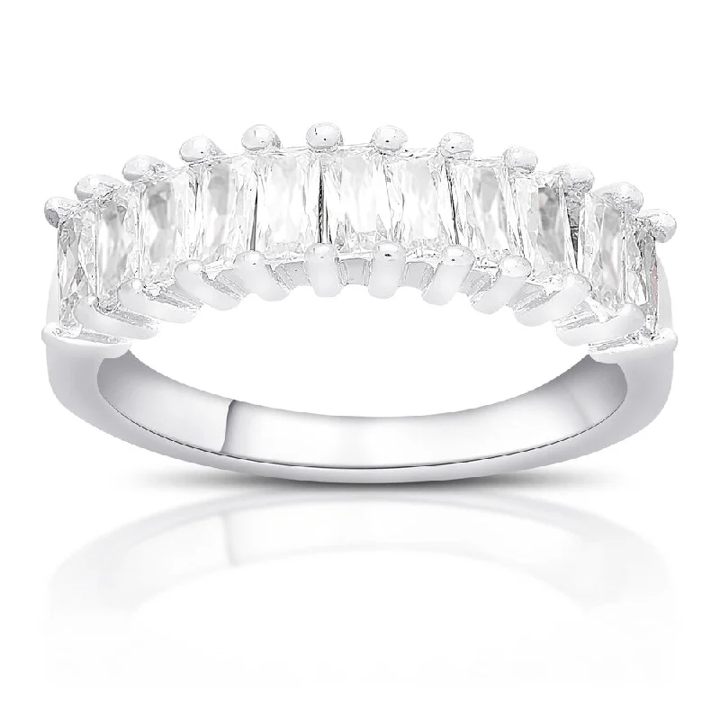 Dolce Giavonna Sterling Silver Cubic Zirconia Eternity Ring