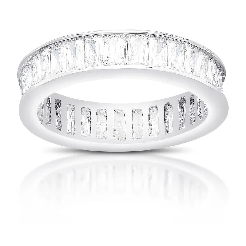 Dolce Giavonna Sterling Silver Cubic Zirconia Eternity Style Ring