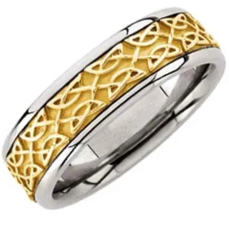 DRAKE | Men's Celtic Inspired Wedding Ring | 14K Gold | 7mm