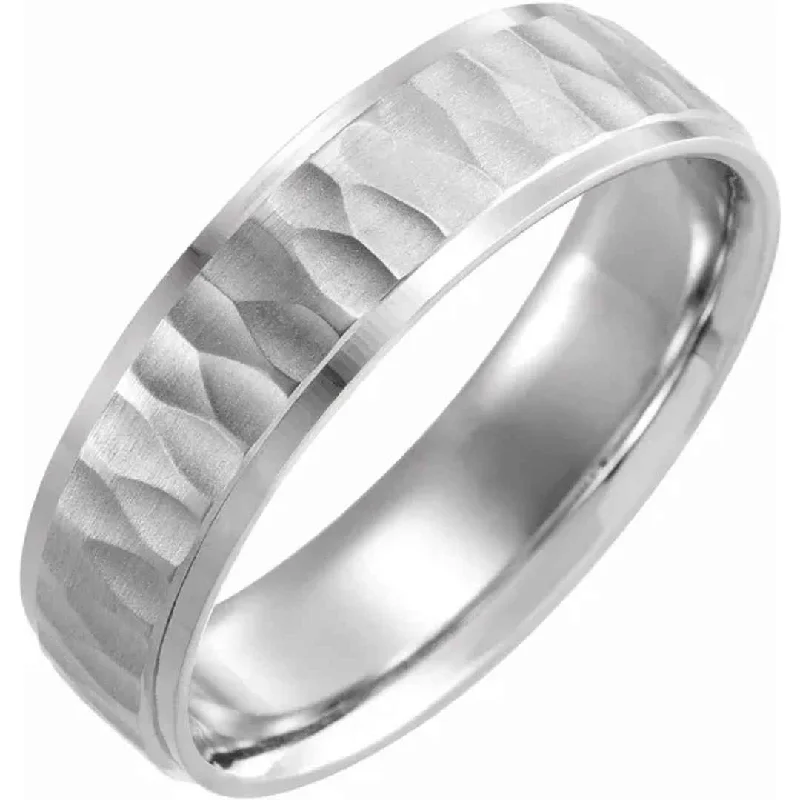 EDWARD | Men's Wedding Ring | Hammered Finish | 6mm