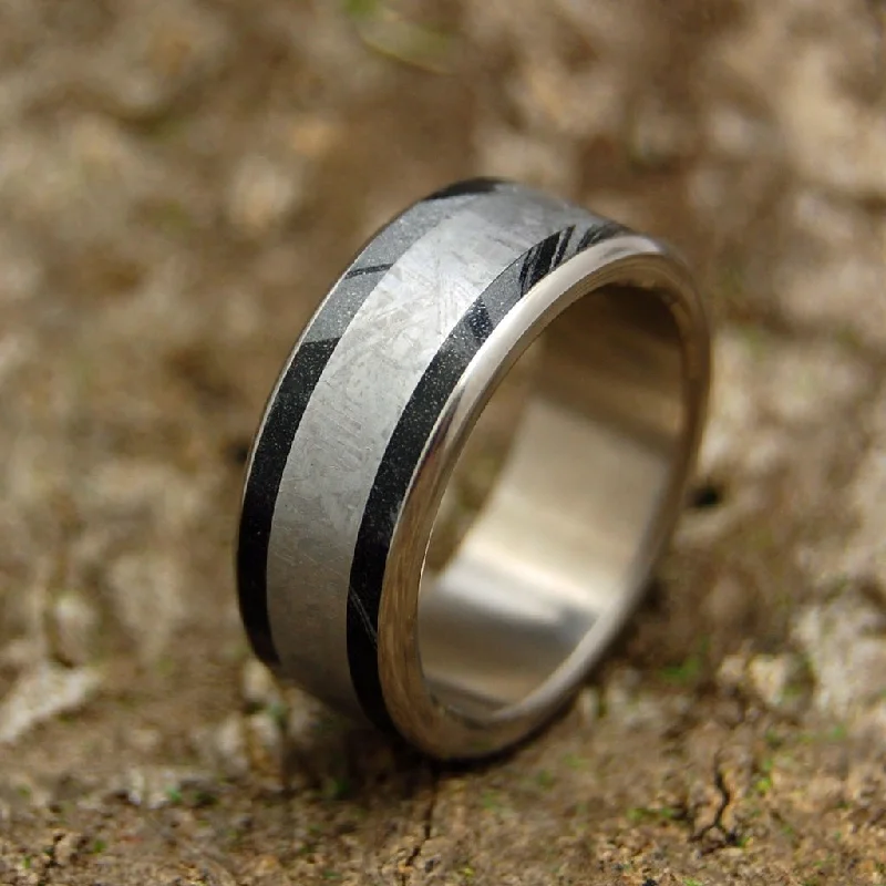 Every Knee Shall Bow | Men's Meteorite, Black M3 Titanium & Titanium Wedding Ring