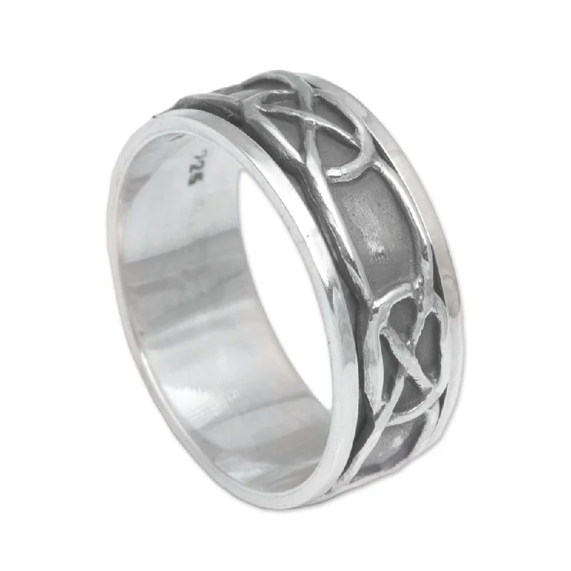 Handmade Chains Spinner Men's Sterling Silver Ring (Indonesia)