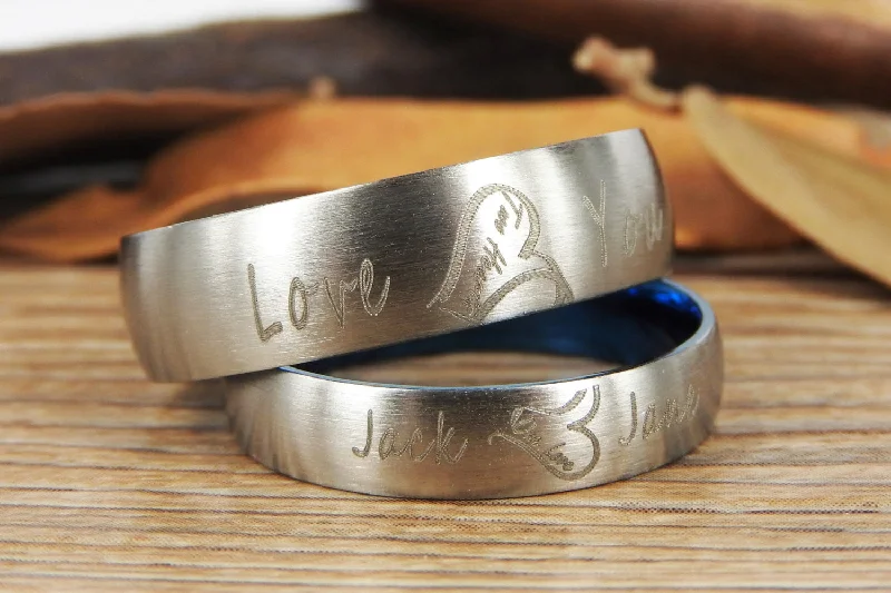 Handmade Two Heart become One Heart Matching Wedding Rings, his and her promise ring, Wedding Rings Set, couple rings