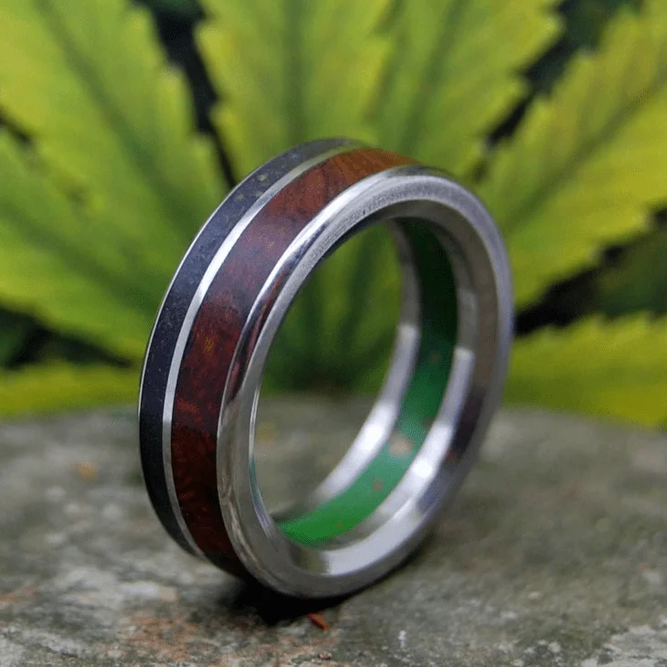 High Under Joshua | Men's Marijuana, Joshua Tree, Desert Ironwood & Titanium Wedding Ring