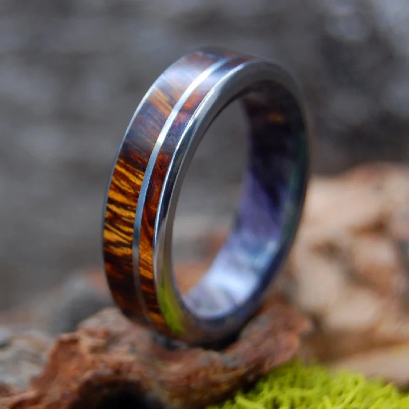 Mazanita Purple | Men's Purple Box Elder Wood, Mazanita Wood & Titanium Wedding Ring