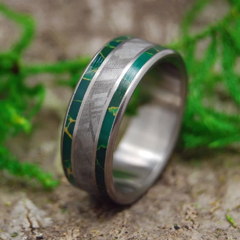 King Of The Universe | Men's Meteorite, Egyptian Jade & Titanium Wedding Ring