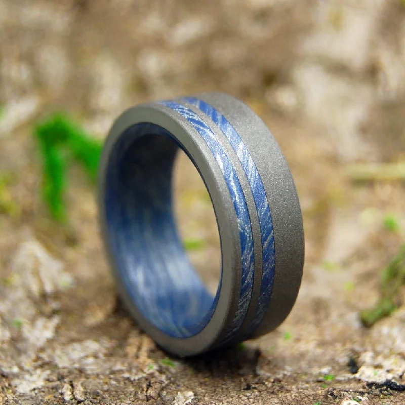 Son Of Adam | Men's Blue Silver Mokume Gane & Titanium Wedding Ring