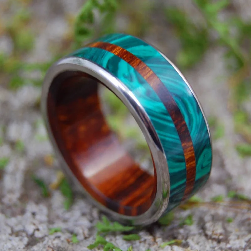 In The Midst Of Malachite | Men's Desert Ironwood, Malachite Stone & Titanium Wedding Ring