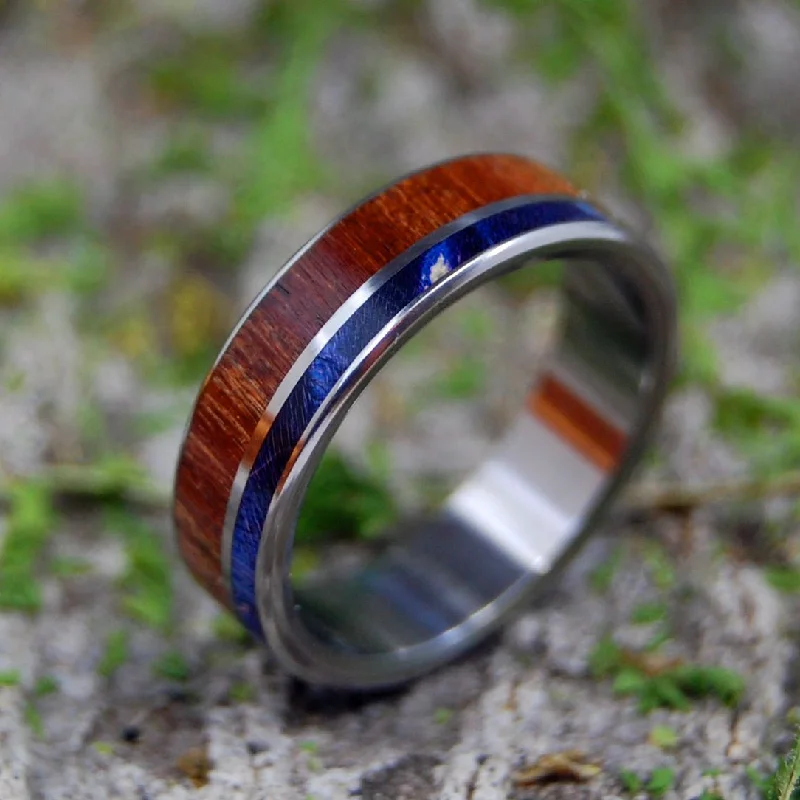 Cherry Blue Wood | Men's Cherry Wood & Titanium Wedding Ring