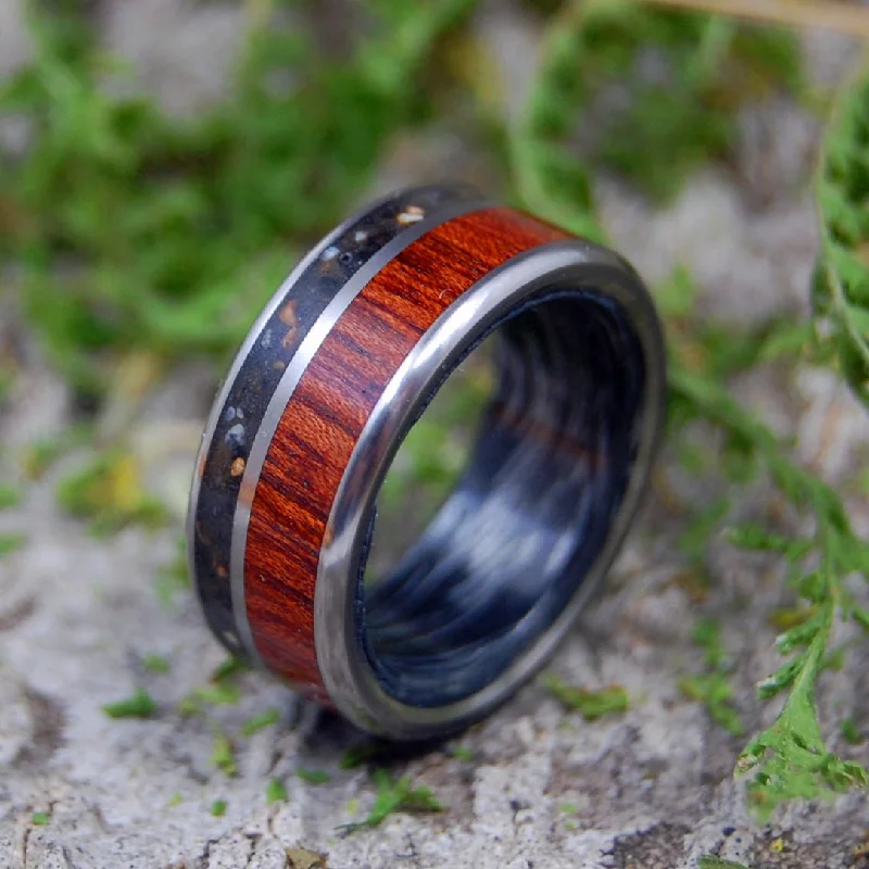 Executive T-Rex | Men's Dinosaur Tooth, Wood & Titanium Wedding Ring