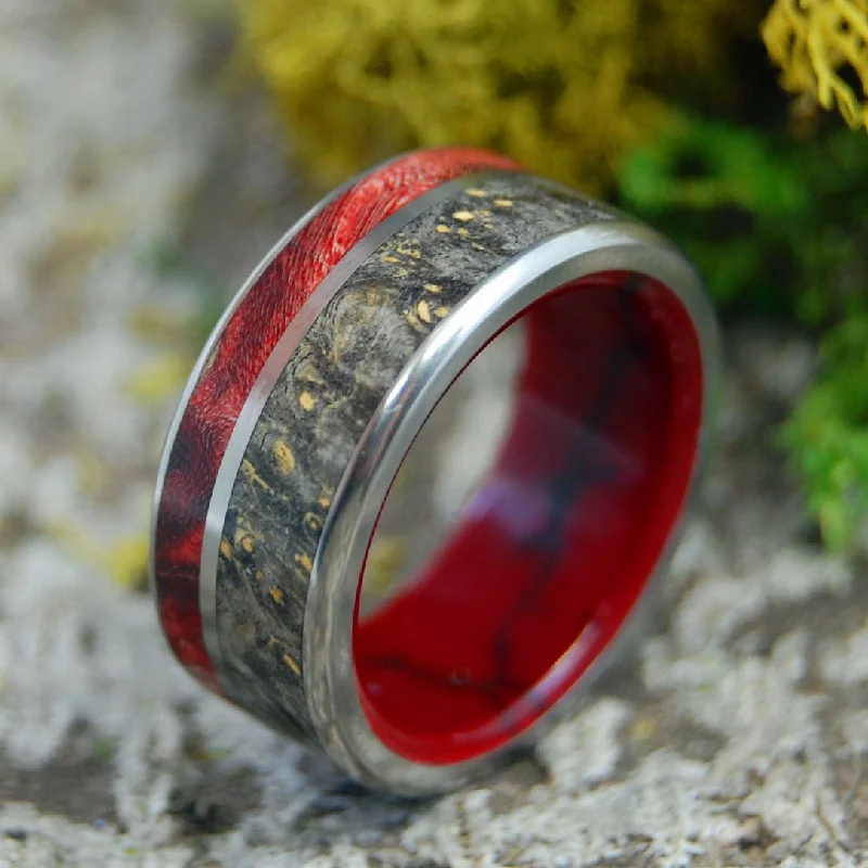 Already Destined | Men's Box Elder Wood, Jasper Stone & Titanium Wedding Ring