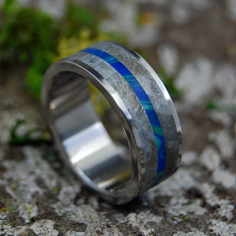 Blue Interspace | Men's Meteorite, Stone & Titanium Wedding Ring