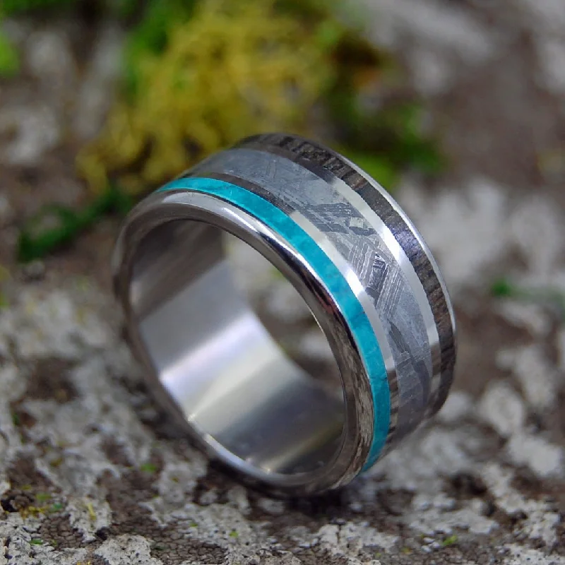 Going Forward Gone | Men's Meteorite, Wood & Titanium Wedding Ring