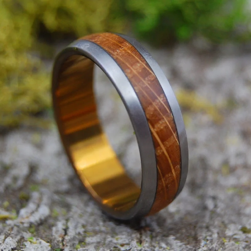 Gunny | Men's Whiskey Barrel Wood & Titanium Wedding Ring