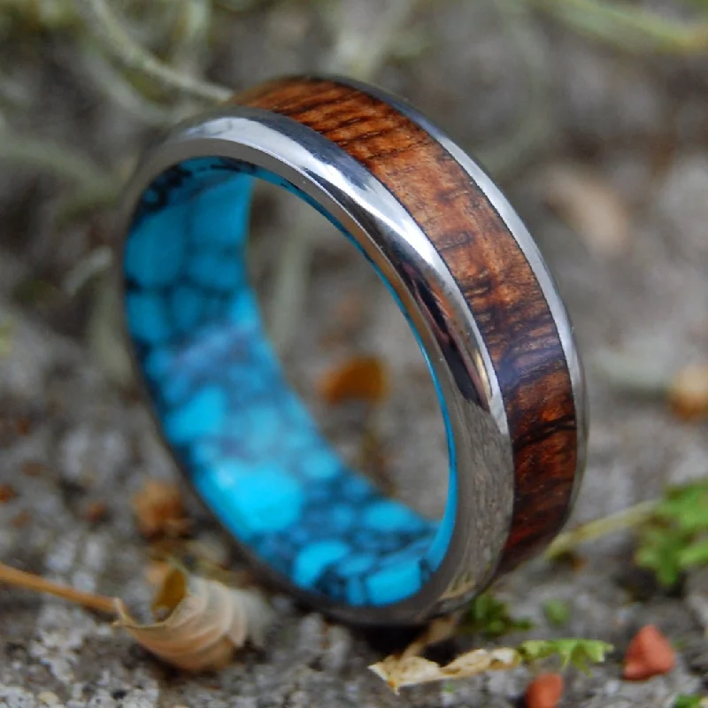 Koa To The Sea | Men's Turquoise, Koa Wood & Titanium Wedding Ring