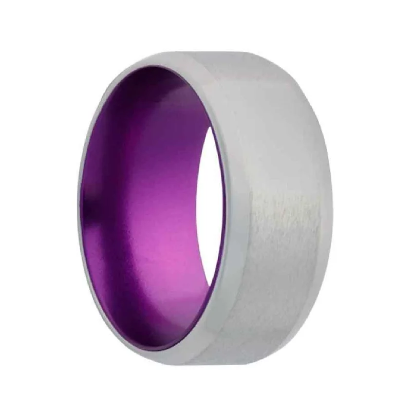 MEZEREON | Men's Wedding Ring | Purple Interior | 6mm & 8mm