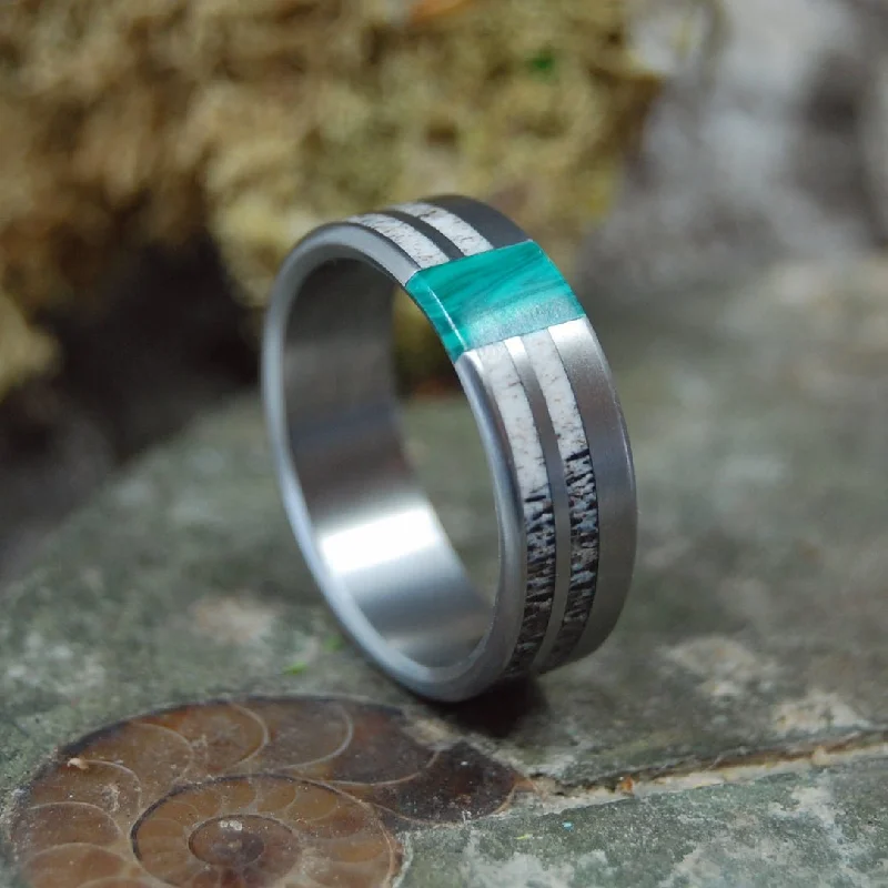 Jerusalem Moose | Men's Moose Antler, Stone & Titanium Wedding Ring