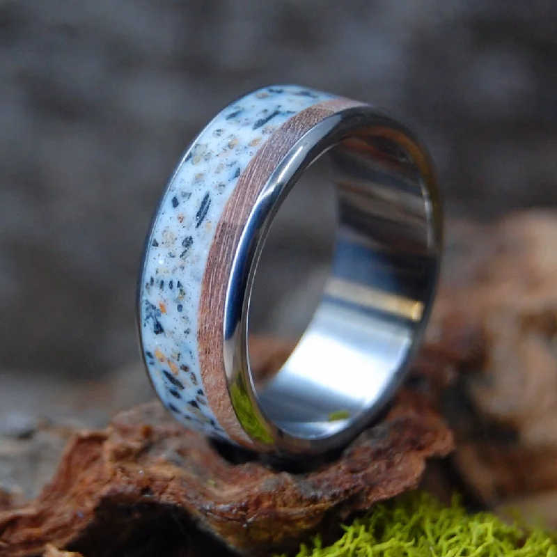 Places I Love | Men's Icelandic Lava, Miami Beach Sand, Maple & Titanium Wedding Ring