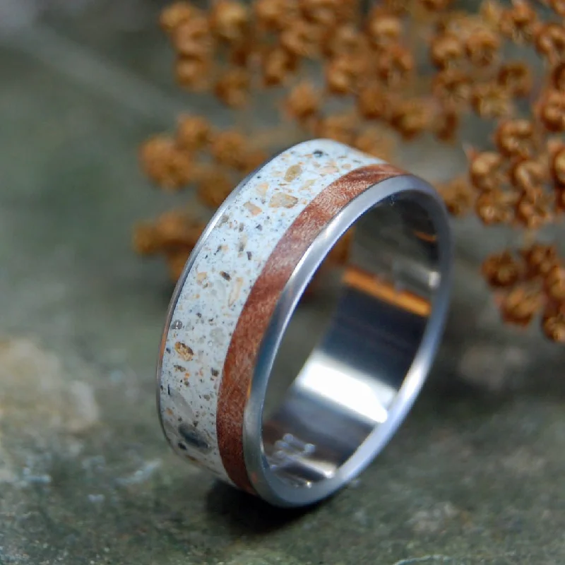 Our River | Men's River Stone, Maple & Titanium Wedding Ring