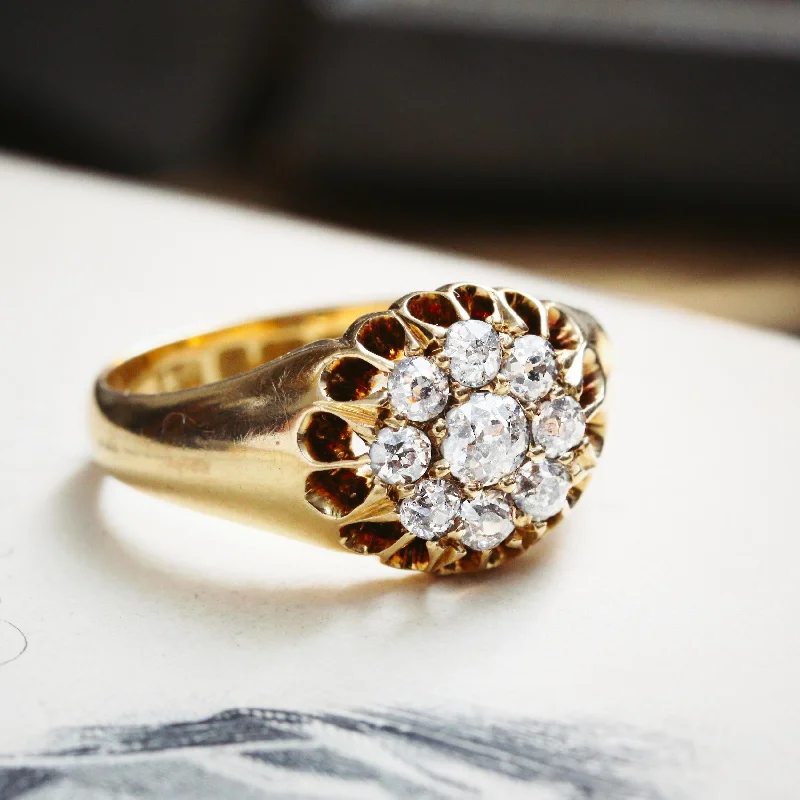 Romantic Love! Date 1902 Diamond Cluster Ring